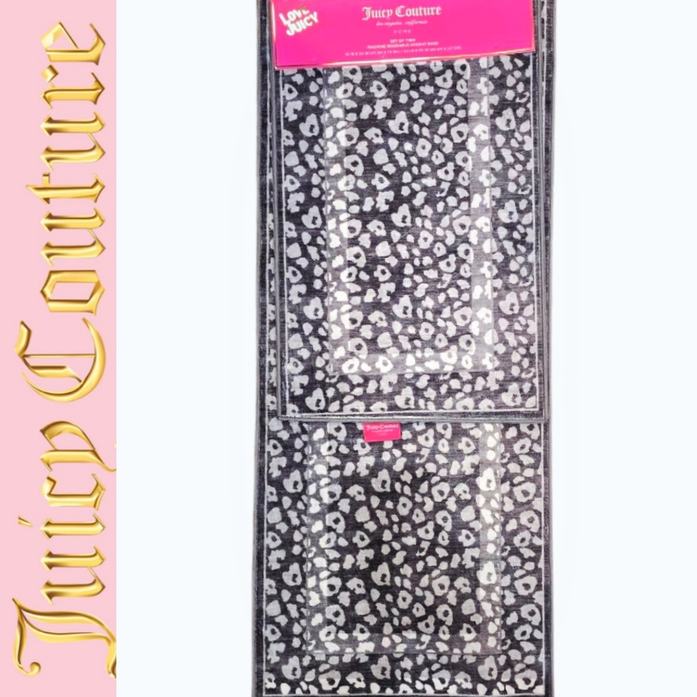 Juicy Couture Home Set Of 2 Leopord Print‎ Machine Washable Accent Rugs